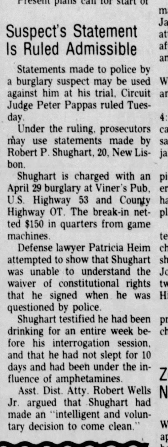 Robert Shughart Jr, theft - 