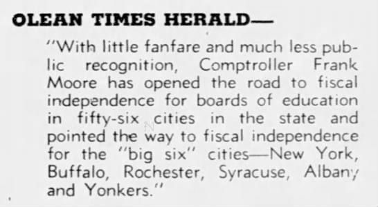 "Big Six" New York State largest cities (1950). - 