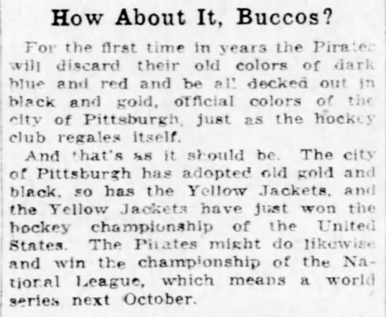 1924 Pirates - black and gold uniforms - 