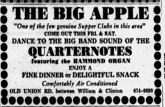 The Big Apple, a Buffalo supper club (19690. - 