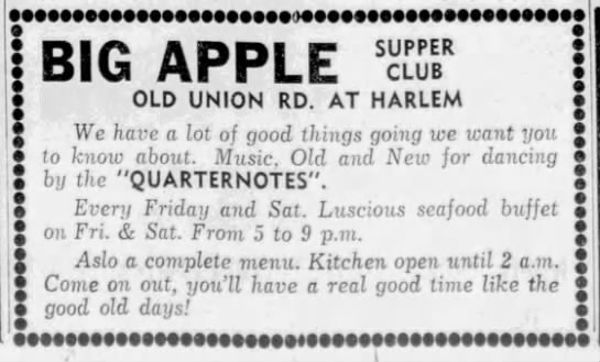 Big Apple  supper club in Buffalo (1972). - 