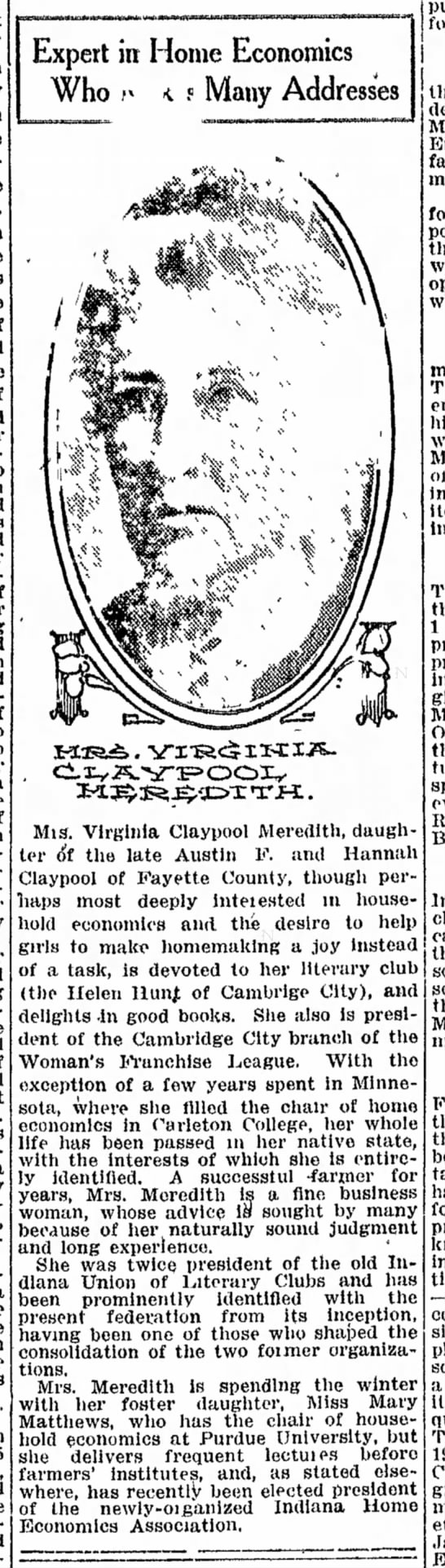Virginia Claypool Meredith as clubwoman (1913) - 