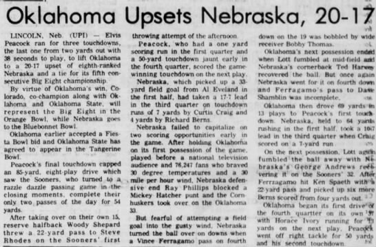 1976 Nebraska-Oklahoma UPI - 