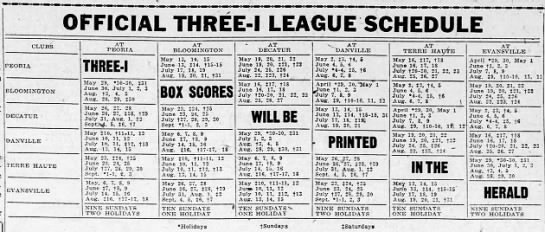 1924 Three I League schedule - 