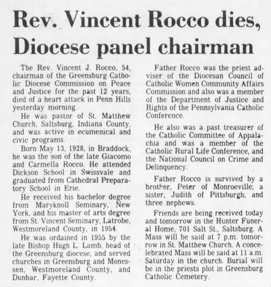 Obituary for Vincent J. Rocco (Aged 54) - 