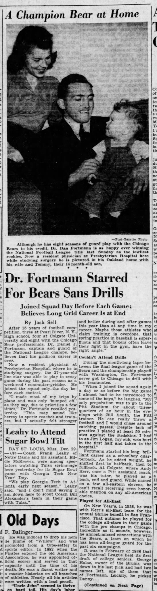 Dr. Fortmann Starred For Bears Sans Drills - 