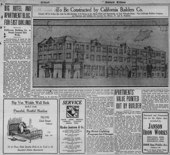Big Hotel and Apartments Bldg. for East Oakland- Apr 26, 1925 - 