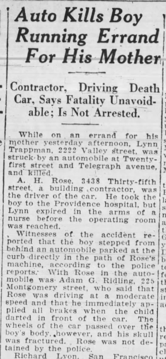 A.H. Rose & Co. -- hits and kills boy with car - 