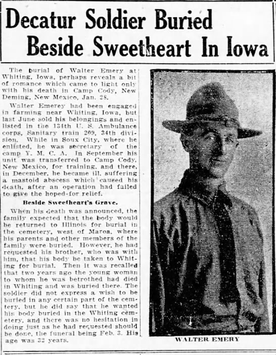 Walter Emery Buried in Iowa - 