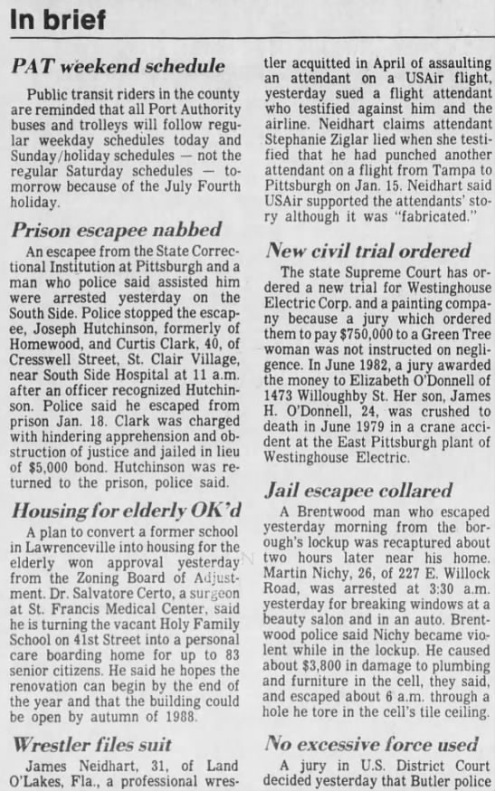 Neidhart adds USAir to lawsuit (7/3/1987) - 
