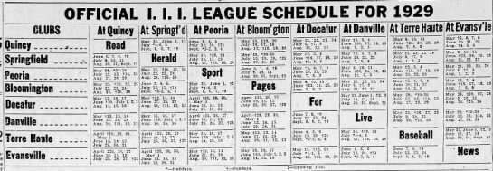 1929 Three I League schedule - 