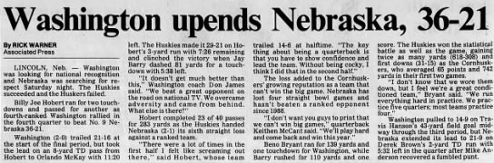 1991 Washington-Nebraska football, AP - 