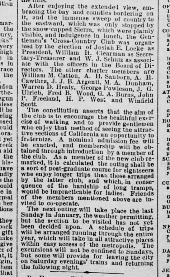 A H Cawthra Cross Country Club
The San Francisco Call
12th January 1891 - 