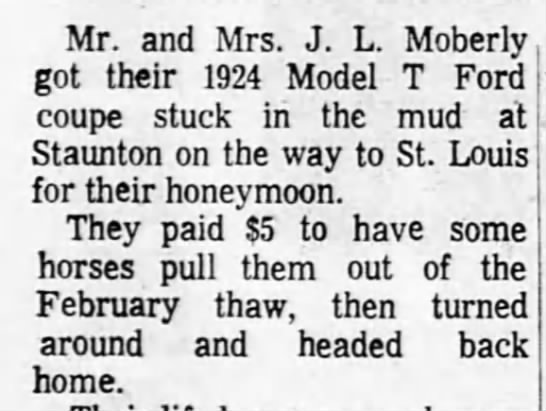 Honeymooners get Model T stuck in the mud - 