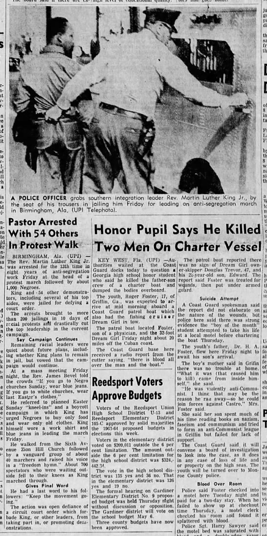 April 1963: M.L. King Jr. is arrested in Birmingham - 