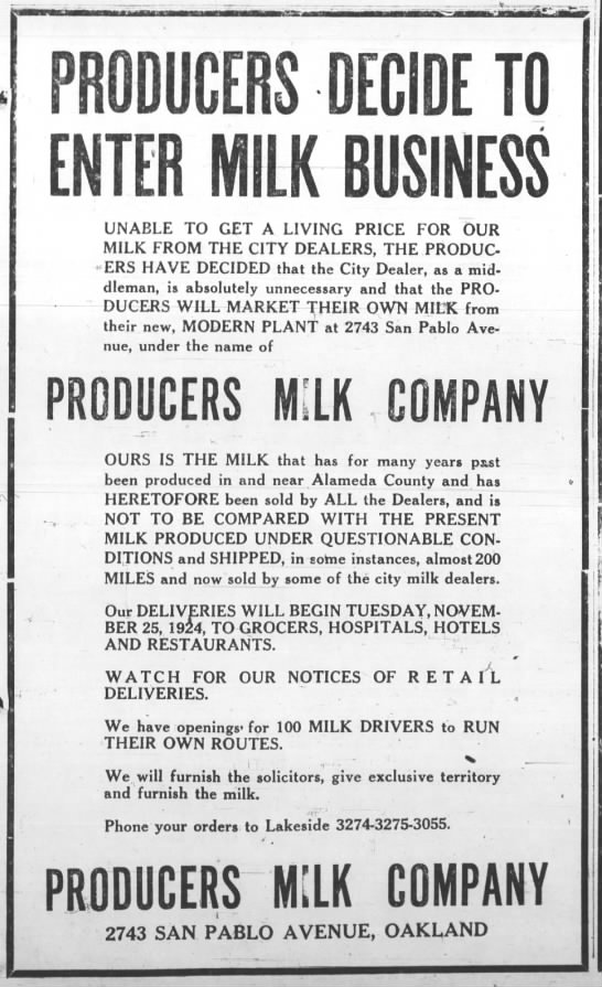 Producers Milk Company -- 2743 San Pablo Ave. - 