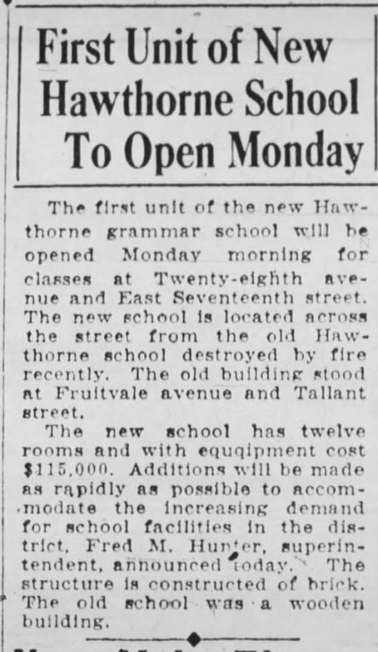 First Unit of New Hawthorne School to Open Monday - Jan 24, 1925 - 
