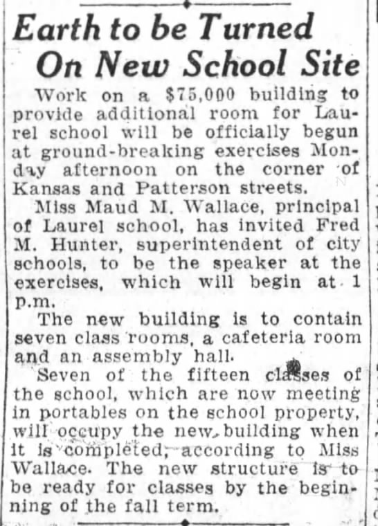 Earth to be Turned On New School Site - Laurel - Jan 07, 1928 - 
