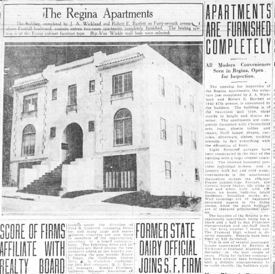 Regina Apartments -- 47th Ave. above Foothill - 