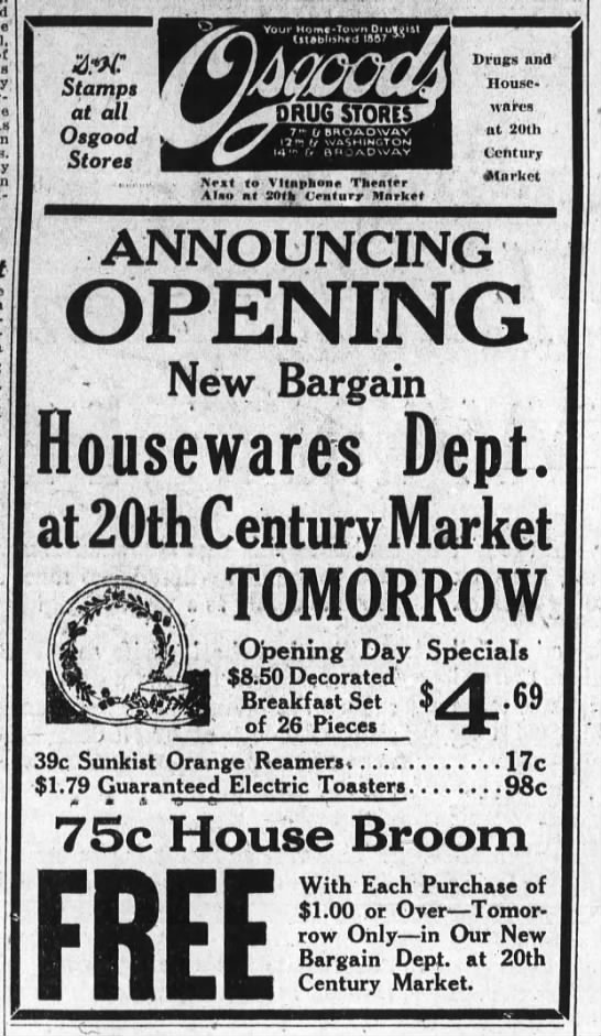 new housewares department at Twentieth Century Market - 