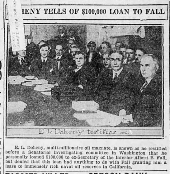 Photo of Edward Doheny testifying before a Senate committee regarding the Teapot Dome Scandal - 