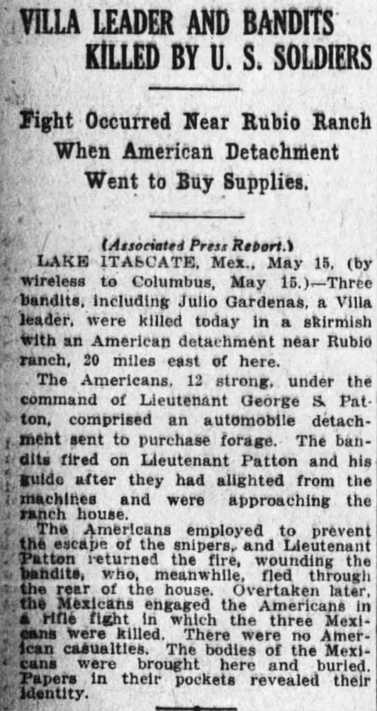 Rubio Ranch with George S. Patton.  May 15, 1916 - 