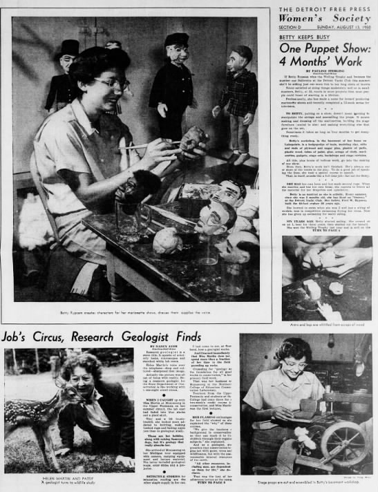 Betty Rypsam, early TV puppeteer for WXYZ Detroit. - 