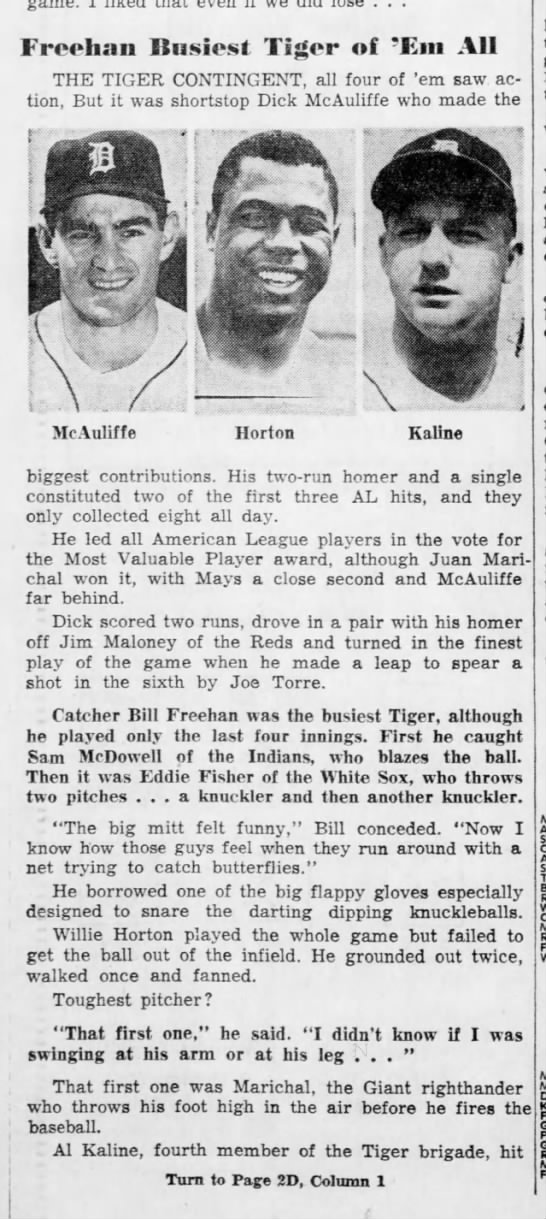Wed 7/14/65: Tigers in the ASG - 