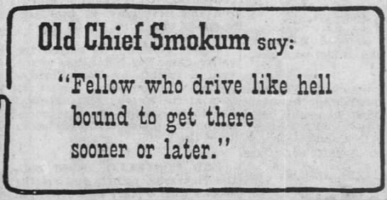 "Fellow who drive like hell bound to get there" (1947). - 