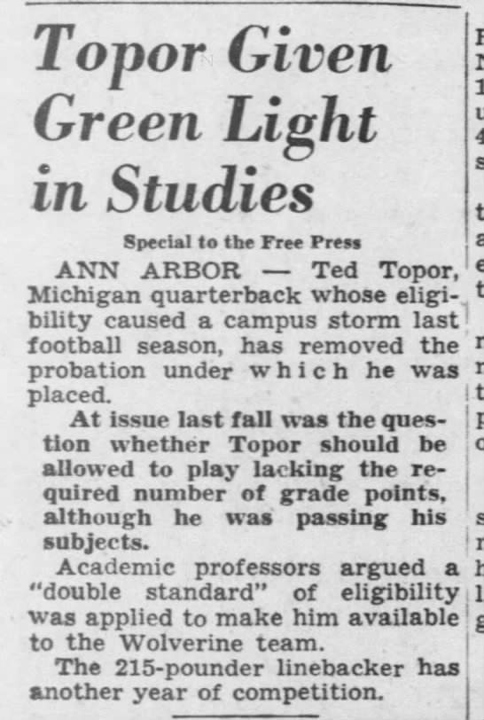 Topor Given Green Light in Studies - 