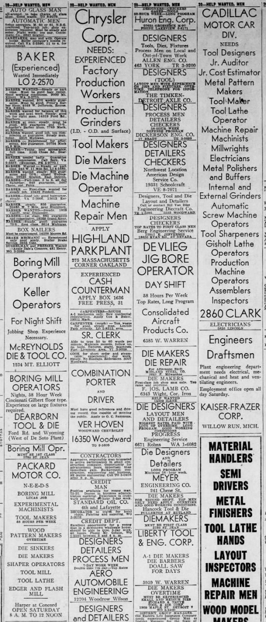 Packard, Chrysler, and Cadillac are hiring, 1951 - 