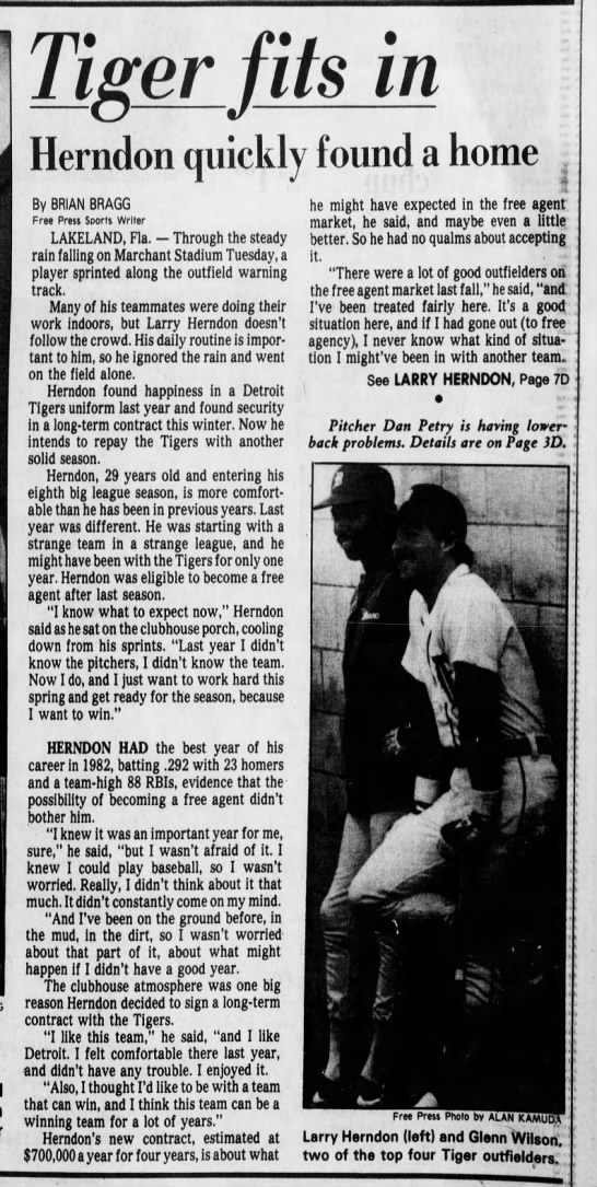 Wed 3/16/83: Herndon talks about re-signing. - 