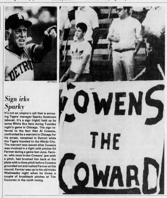 Thurs 8/28/1980: Cowens The Coward sign - 