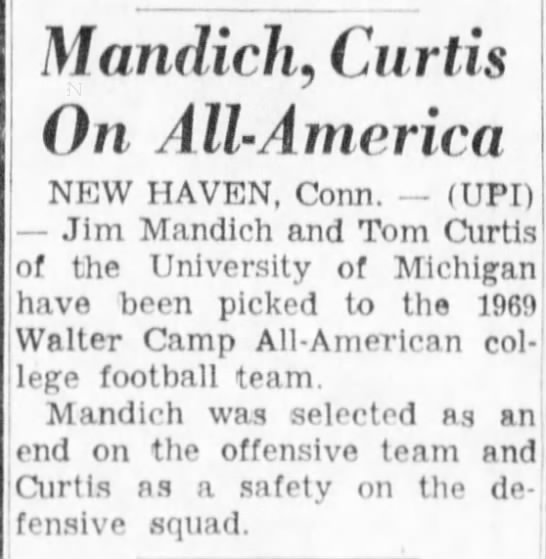 Mandich, Curtis On All-America - 