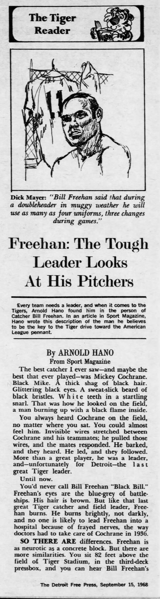 Sun 9/15/68: Freehan Sport Magazine feature (reprint) (pg 1) - 