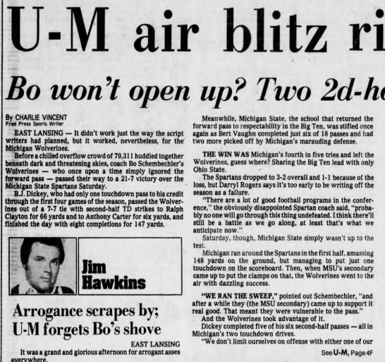 U-M air blitz rips MSU, 21-7 - 