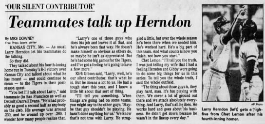 Wed 10/3/84: Players talk about Herndon (ALCS HR) - 