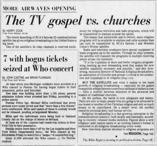 The TV gospel vs. churches - 