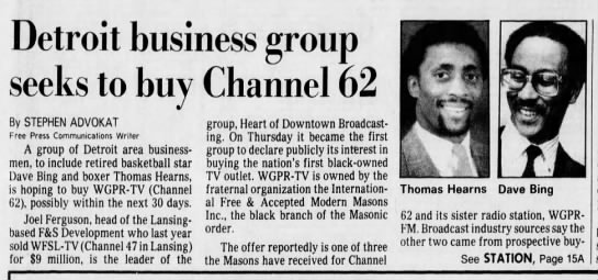Detroit business group seeks to buy Channel 62 - 