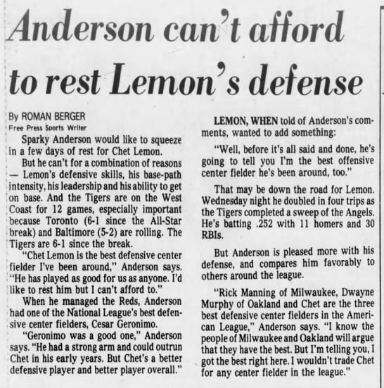 Fri 7/15/83: Sparky on Lemon defense - 