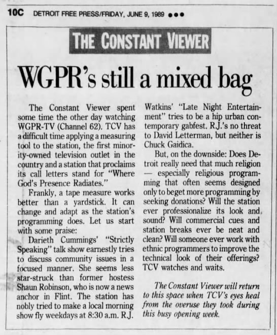 The Constant Viewer: WGPR's still a mixed bag - 