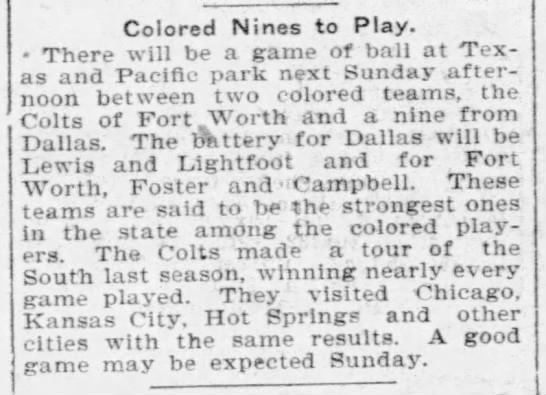 Rube Foster FW Colts March 1902 -