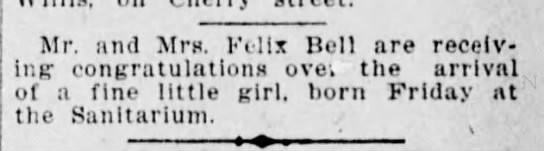 1921 Birth of Margaret Lucille Bell - 
