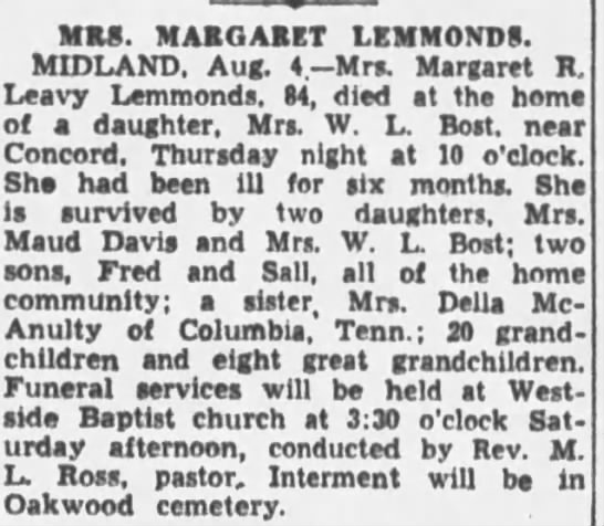 Obituary for Margaret R Leavy LEMMOND (Aged 84) - 
