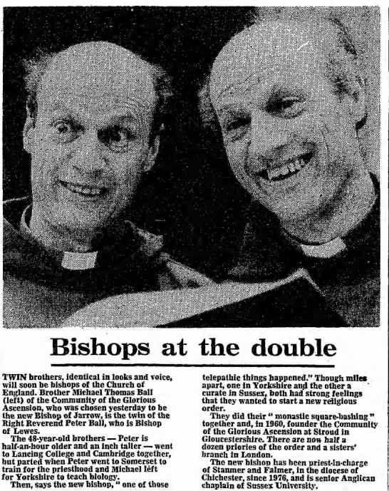 Bishop Michael Ball - Bishops at the TWIN brothers, identical in...