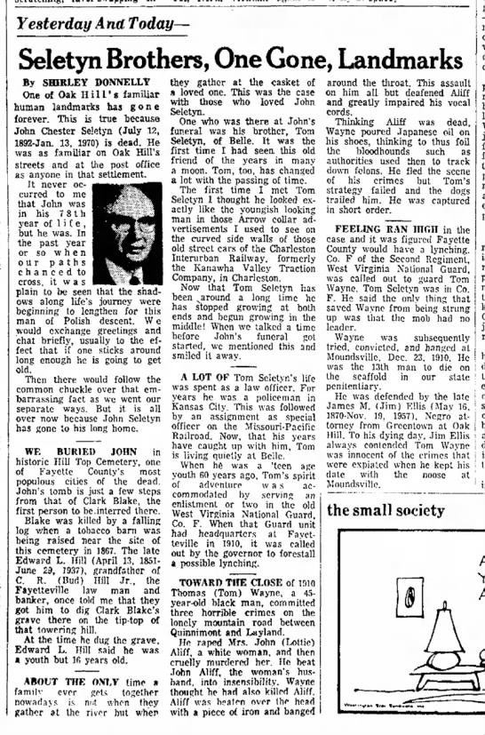1970-01-27 clipping Beckley Post-Herald Seletyn Brothers piece by Shirley Donnelly - 