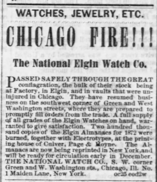 Elgin Almanac Chicago Fire - 