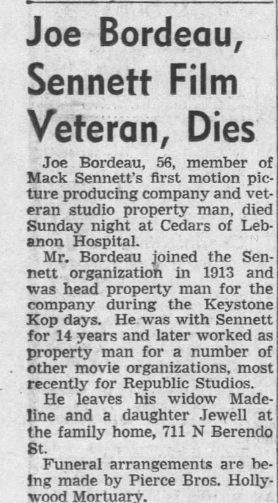 Obituary for Joe Bordeau (Aged 56) - 
