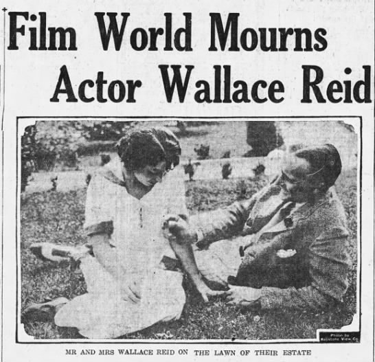 Wally Reid-Film World Mourns Actor Wallace Reid, Boston Glober Jan 19 1923 - 