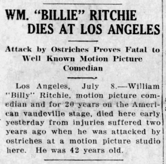 Billie Ritchie dies ostriches The Beatrice Daily Express NB July 8 '21 - 